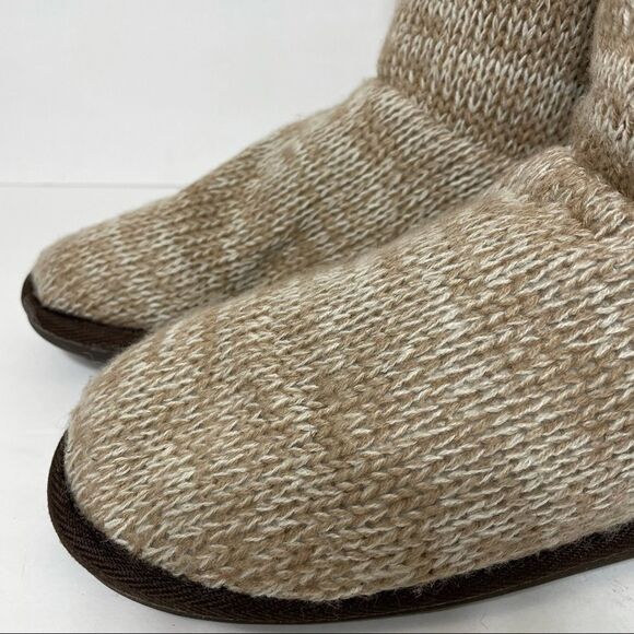 Muk Luks Tan Nordic Print Knit Sock Sweater Boots - Picture 3 of 13